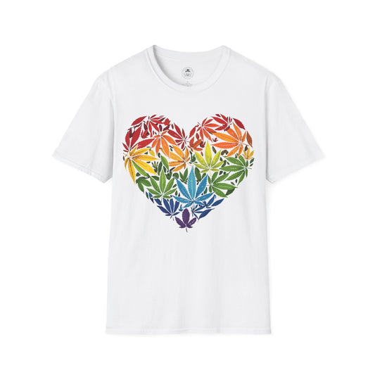 Marijuna Leaf Heart Soft T-Shirt by ShuLuxe Designs